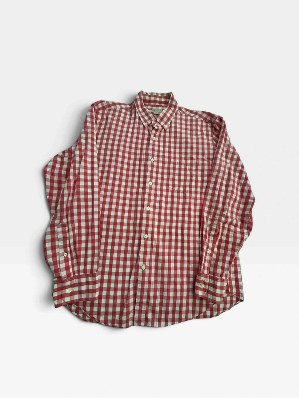 J. Crew Red and White Gingham Button-Down Shirt